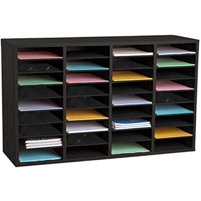 AdirOffice 500 Series 36 Compartment Literature Organizers, 39.3" x 11.8", Black, 2-Pack (500-36-BLK-2PK)