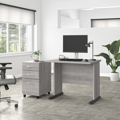 Bush Business Furniture Studio A 36"W Small Computer Desk with 3 Drawer Mobile File Cabinet, Platinum Gray (STA005PGSU)