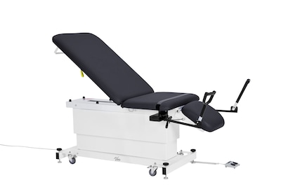 Viva Comfort XRO Electric Height and Back Adjustable Exam Table with Stirrups, 600 lb Capacity, Black (ADI903-24-BLK-MK)