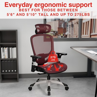 Staples Hyken Ergonomic Mesh Swivel Task Chair, Maroon (ST63138)