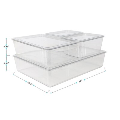 Martha Stewart Brody Stackable Plastic Storage Organizer, Clear, 4/Set (GSBAS4CLR)