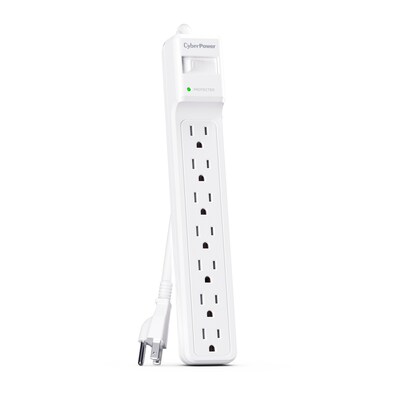 CyberPower CSB 7-Outlet Surge Protector, 6', 1800 Joules, White (CSB706W)