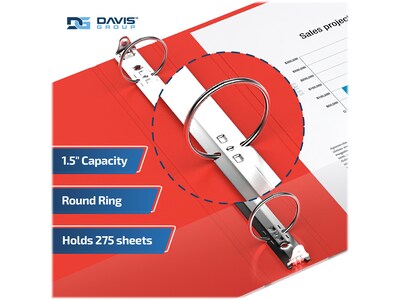 Davis Group Premium Economy 1 1/2" 3-Ring Non-View Binders, Red, 6/Pack (2312-03-06)