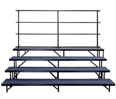 NPS 4 Level Straight Standing Choral Riser, Blue Carpet, 72W x 60-78L x 32H (RS4LC04)