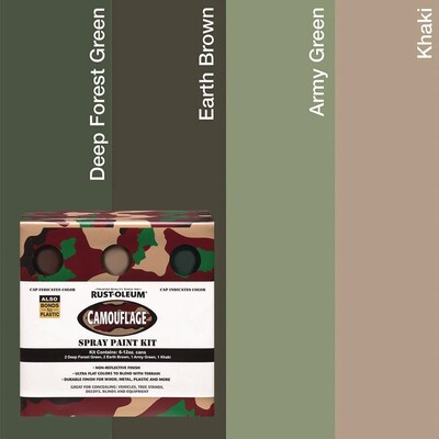 Rust-Oleum Camouflage 2X Ultra Cover Assorted Spray Paint Kit, 12 oz. Aerosol Can, Assorted Colors, 6/Carton (RST269038)