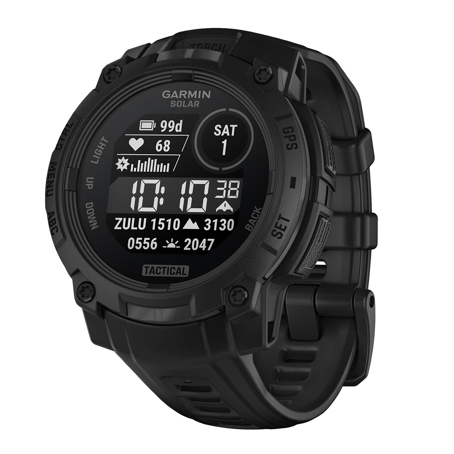 Garmin Instinct 3 Tactical Edition Solar GPS Smartwatch with Silicone Band, Black, 45mm (010-02934-50)