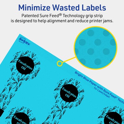 Avery Printable Decorative Edge Multipurpose Labels, 1.5" x 4", Bright Blue, 80/Pack (94116)