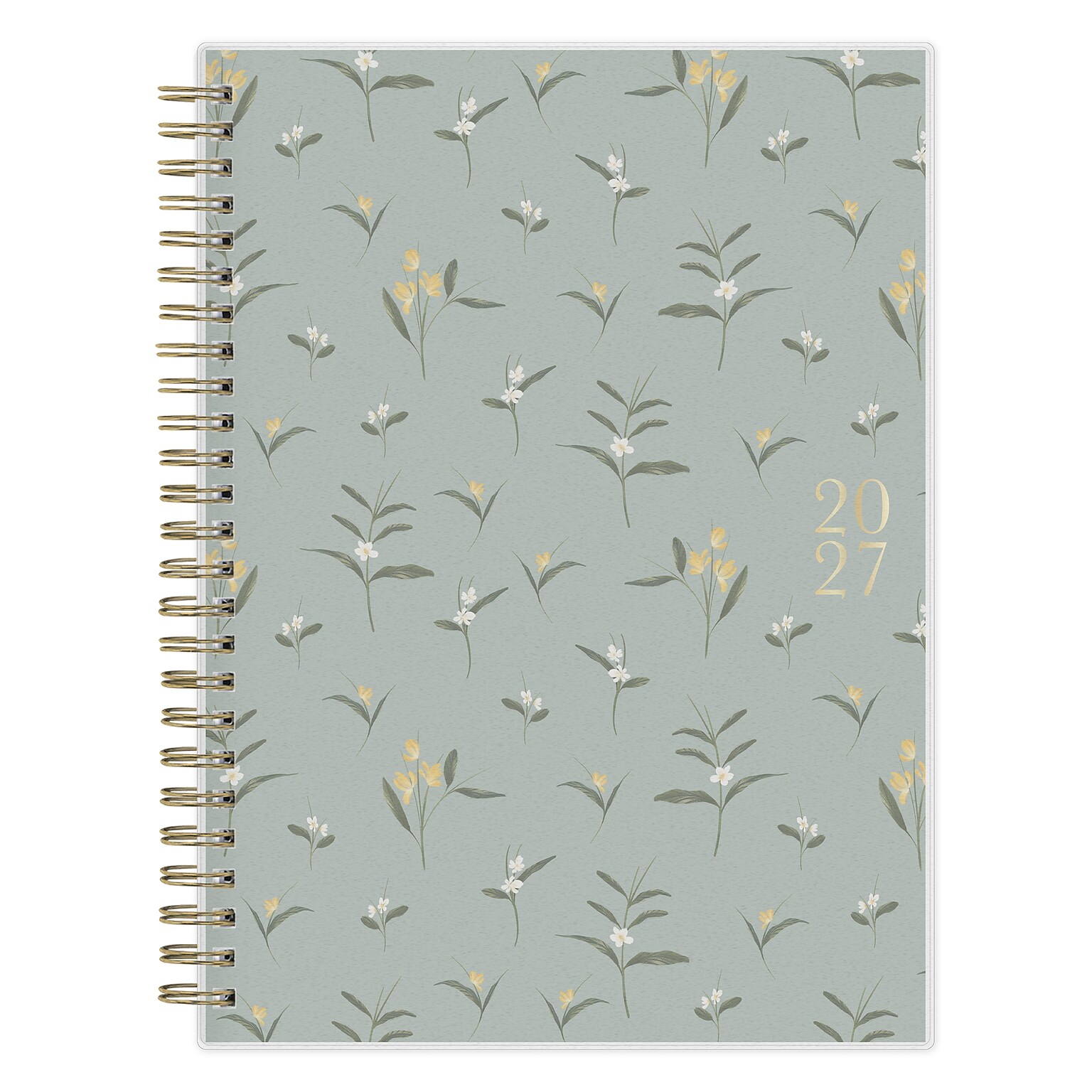2027 Blue Sky Bespoke Letterpress Lake Flowers 5.875 x 8.625 Calendar Year Weekly & Monthly Standard Planner, Plastic Cover