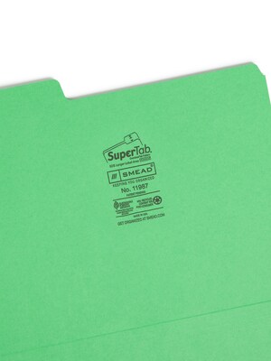 Smead SuperTab File Folder, Oversized 1/3-Cut Tab, Letter Size, Assorted Colors, 100/Box (11987)