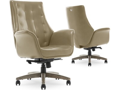 Thomasville Furniture Brooks Ergonomic Bonded Leather Swivel Executive Chair, Taupe (51493-TP)
