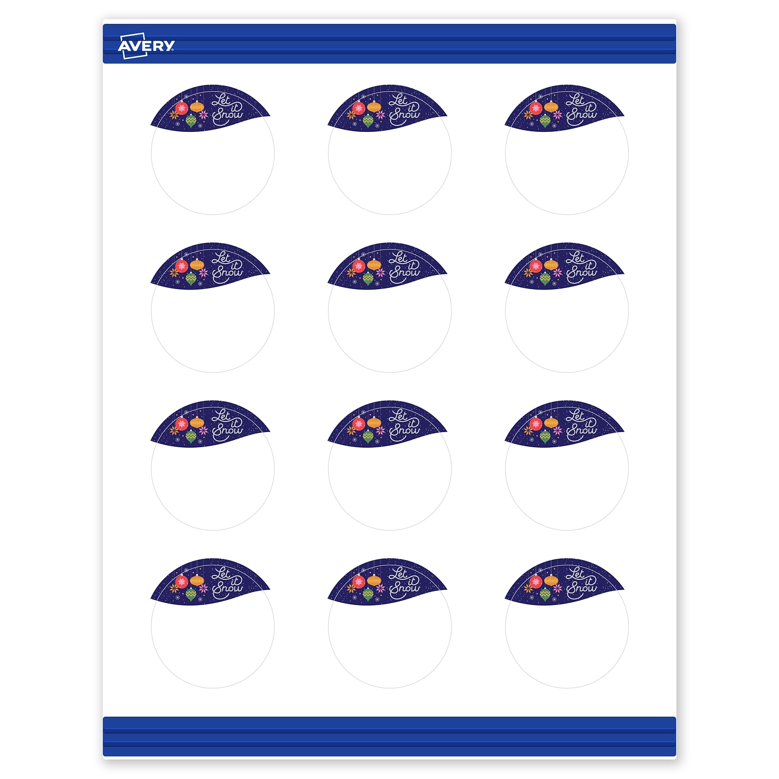 Avery Silver-Snowflakes Matte Blank Card, White, 120/Pack (S00-FK5)