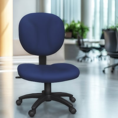 Regency Comfort Series Armless Ergonomic Fabric Swivel Task Chair, Navy Blue (105-NV)