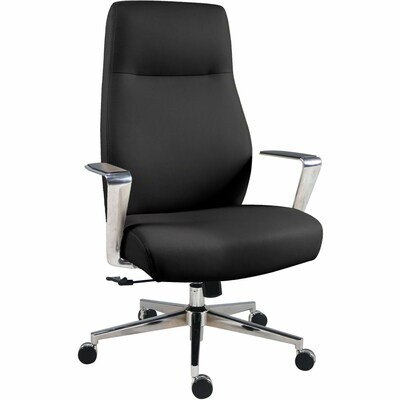 Lorell Fuerte Ergonomic Polyurethane Swivel Executive/Conference Chair, Black (LLR63305)