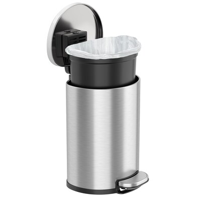 iTouchless SoftStep Semi-Round Stainless Steel Step Trash Can with Hinged Lid, 1.85 Gallon (IP02DSS)