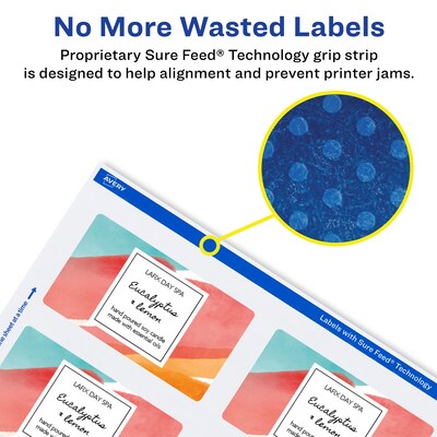 Avery Laser/Inkjet Rectangle Waterproof Multipurpose Labels, 3.375"  x 2.3333", White, 600/Box (94212)