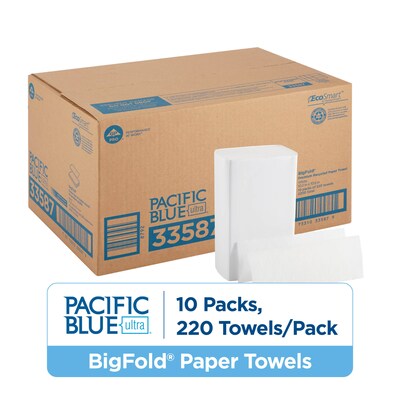 Pacific Blue Ultra Recycled C-Fold Paper Towels, 1-ply, 220 Sheets/Pack, 10 Packs/Carton (33587)