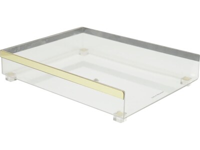 Mind Reader Cosmopolitan Collection Acrylic Paper Tray, Clear/Gold (COSPAP-GLD)