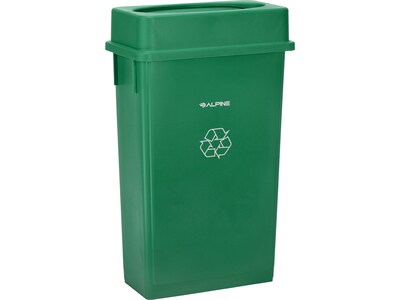 Alpine Industries Polypropylene Commercial Indoor Recycling Bin with Drop Slot Lid and Dolly, 23-Gallon, Green (ALP477-GRN2-PKD)