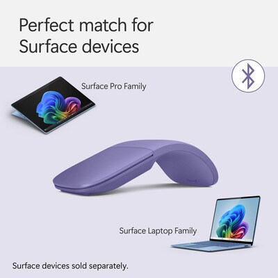 Microsoft Surface Arc Wireless Curved Ambidextrous BlueTrack Mouse, Violet (EP2-32831)