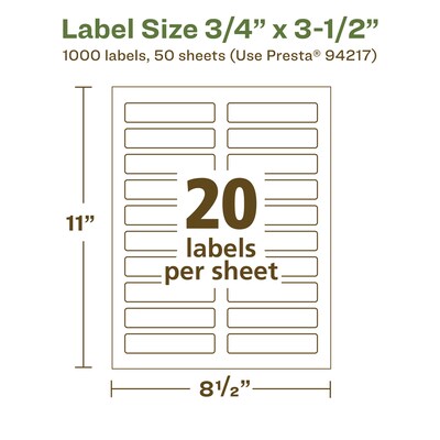 Avery EcoFriendly Laser/Inkjet Multipurpose Labels, 3/4" x 3-1/2", White, 1000/Box (94217)