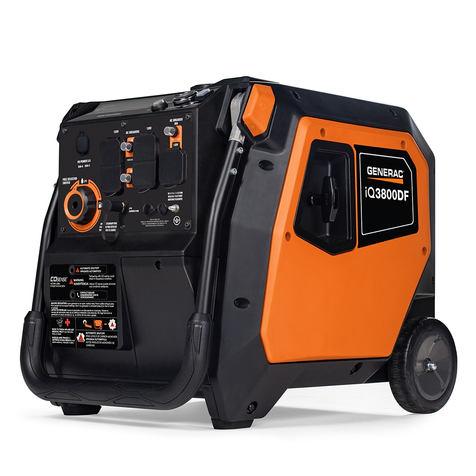 Generac Power Systems iQ3800DF 50st Portable Inverter Generator, Electric/Pull Start, 3000 Watts (G0089460)