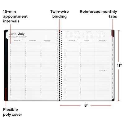 2026–2027 Staples 8 x 11 Academic Weekly and Monthly Appointment Book, Black (ST25499-27)