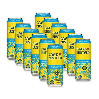 Café Bustelo Ready to Drink Café con Vainilla Liquid Coffee, Espresso Roast, 11 oz., 12 Cans/Carton (62917)