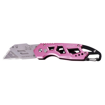 Apollo Foldable Black Utility Knife-Pink