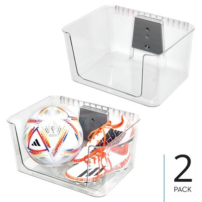 Large Wallspace Open-Front Bin and Bracket - Wall-Mounted Storage Bin for Garage, Laundry Room, and