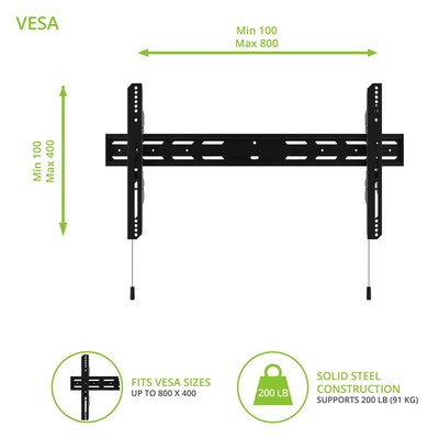 Kanto Fixed Low-Profile TV Wall Mount for 40" - 90" TVs, Black (PF400)