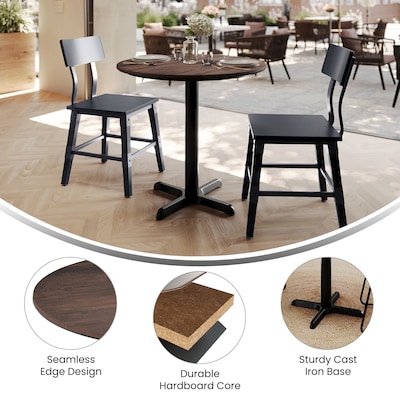 Flash Furniture Acadia 31.25" Round Wooden Dining Table with X-Base, Dark Brown/Black Base (STRD31WBRT2222)