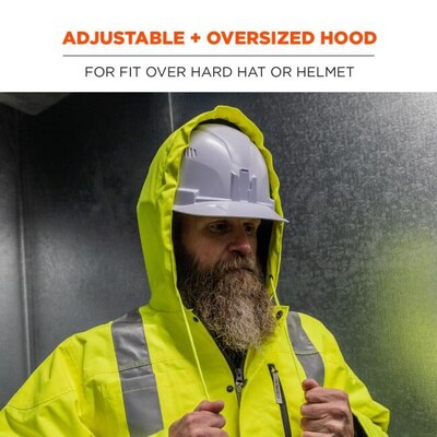 GloWear 8275 Heavy-Duty High-Visibility Workwear Jacket, L, Lime/Black (23974)