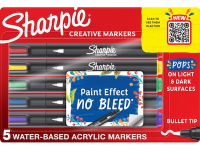 Sharpie Water-Based Creative Markers, Bullet Point, Assorted Colors, 5/Pack (2196902)