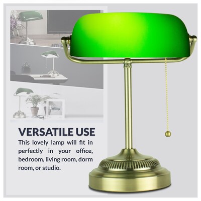 Newhouse Lighting Morgan Banker 14.5 LED Table Lamp, Antique Green (NHDK-MO-GO)