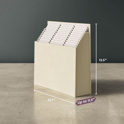 Smead Stadium 50% Recycled Heavy Duty Reinforced Fabric Accordion File, 12 Pocket, Letter, Beige (70
