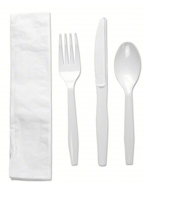 Dixie Individually Wrapped Polystyrene Cutlery Set, Medium-Weight, White, 4 Pieces/Set, 250/Carton (CM26NC7)