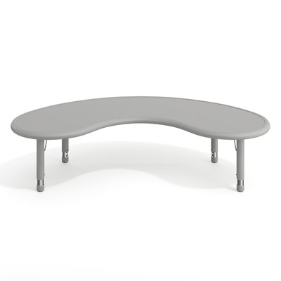 Flash Furniture Wren Half Moon Activity Table, 35" x 65", Height Adjustable, Soft Gray (YUYCX042MOONSGY)