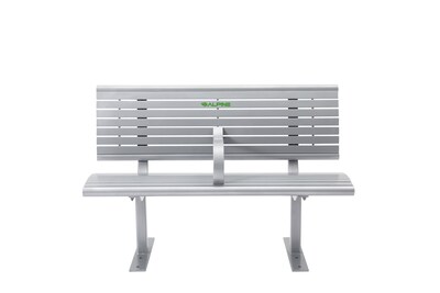 Alpine Industries 4 Galvanized Steel Park Bench with Curved Intermediate Armrest, Silver (ALP4250-4