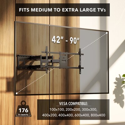 Mount-It! Heavy Duty TV Wall Mount with Extra Long Extension for 40" to 90" Screens, Black (MI-392)