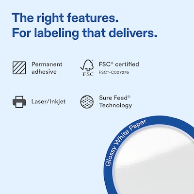 Avery Rectangle Laser/Inkjet Multipurpose Labels, White, 50 Labels/Sheet, 100 Sheets/Pack (19479311218)