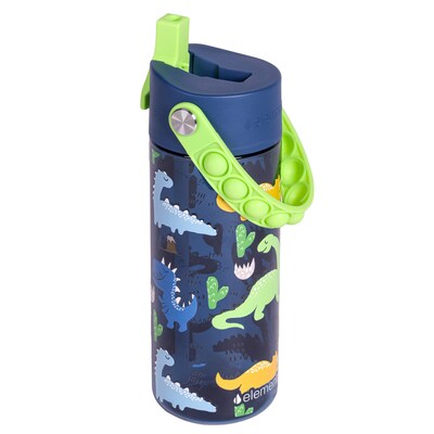 Elemental Splash Pop Plastic Water Bottle, 18 oz., Dinosaur Navy (EMLETR18DNN12P)