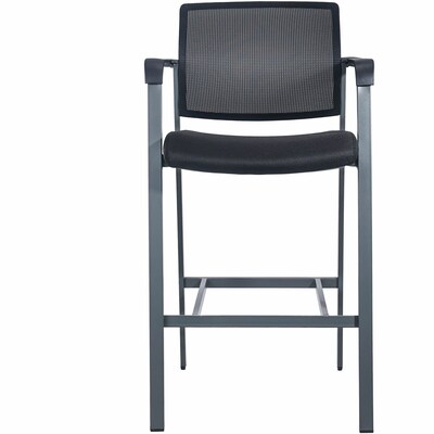 Lorell Contemporary Fabric Full Back Industrial/Shop Stool, Black/Gray (LLR30954)