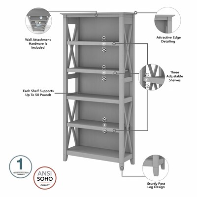 Bush Furniture Key West Console TV Stand, Screens up to 65", Cape Cod Gray (KWS027CG)