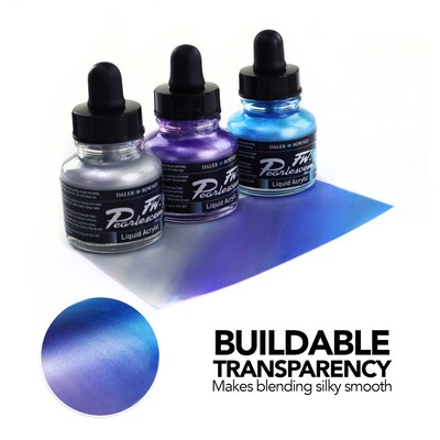Daler-Rowney FW Acrylic Ink, Assorted Pearlescent Colors, 29.5ml, 7/Set (DRW603200007)
