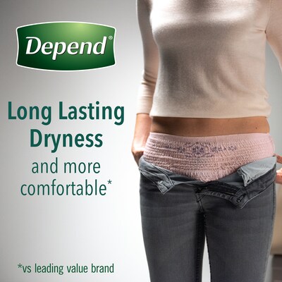 Depend Fit-Flex Adult Incontinence Underwear for Women, Disposable, Large, Blush, 72 Count (54198)
