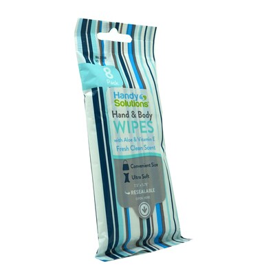 Handy Solutions Moist Hand and Body Wipes Travel Pack, 12 Packs/Dispensit Box, 12 Dispensit Boxes/Carton