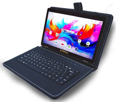 Linsay F10 Series 10.1" Tablet, Wi-Fi, Octa Core, 256GB eMMC, Android 15, with Black Keyboard Case & Backpack (F10IPGKEYBAGPLUS)