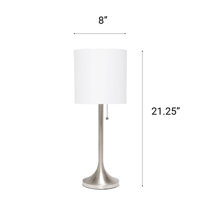 Creekwood Home Modern Glam 21.25" LED Table Lamp, Brushed Nickel/White (CWT-1006-BW)