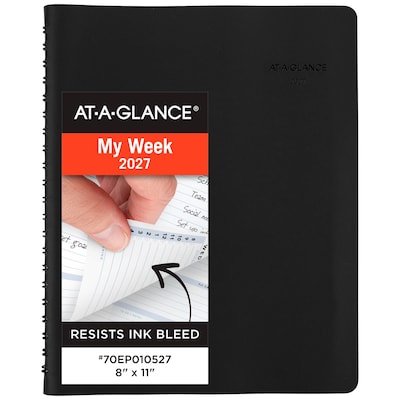 2027 AT-A-GLANCE The Action 8 x 11 Weekly Appointment Book, Faux Leather Cover, Black (70-EP01-05-27)