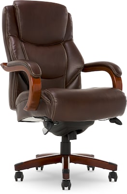 La-Z-Boy Delano Ergonomic Leather Executive Big & Tall Chair, 400 lb. Capacity, Brown (45833OSS)